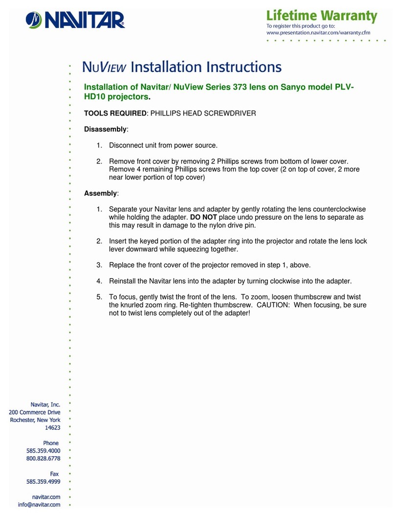 Navitar 373MCZ125 installation instructions