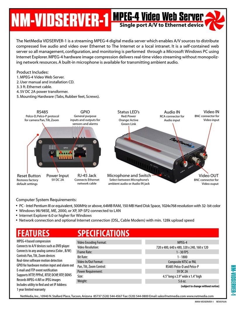 Net Media NM-VIDSERVER-1 Specifications