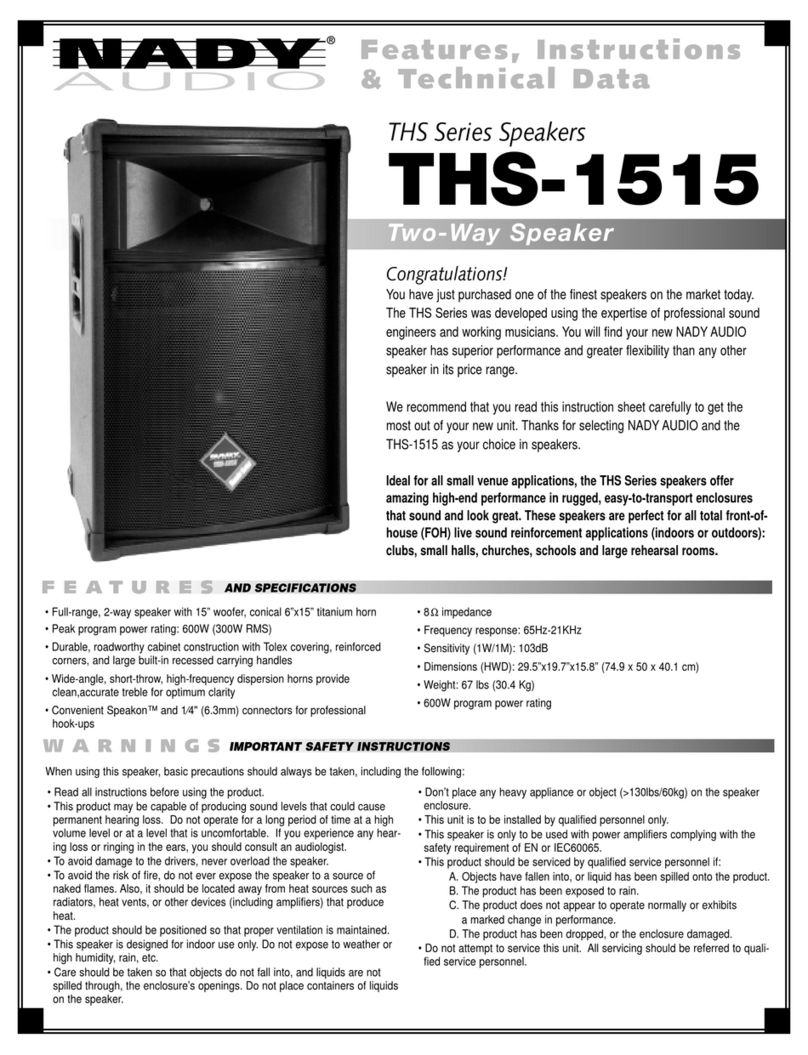 Nady Audio THS-1515 Features, instructions & technical data