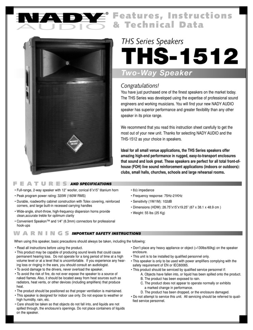 Nady Audio THS-1512 Features, instructions & technical data
