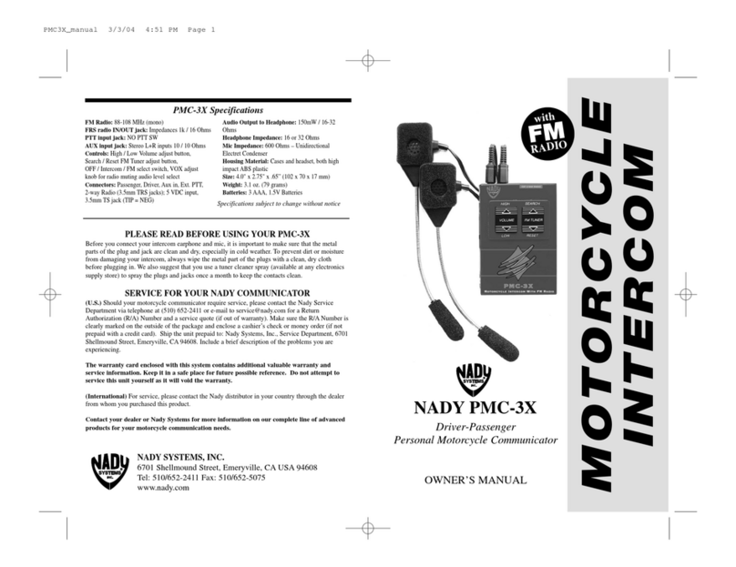 Nady Systems PMC-3X owner's manual