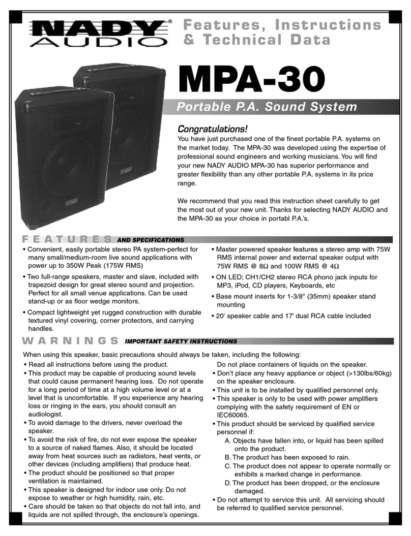 Nady Systems MPA-30 Features, instructions & technical data