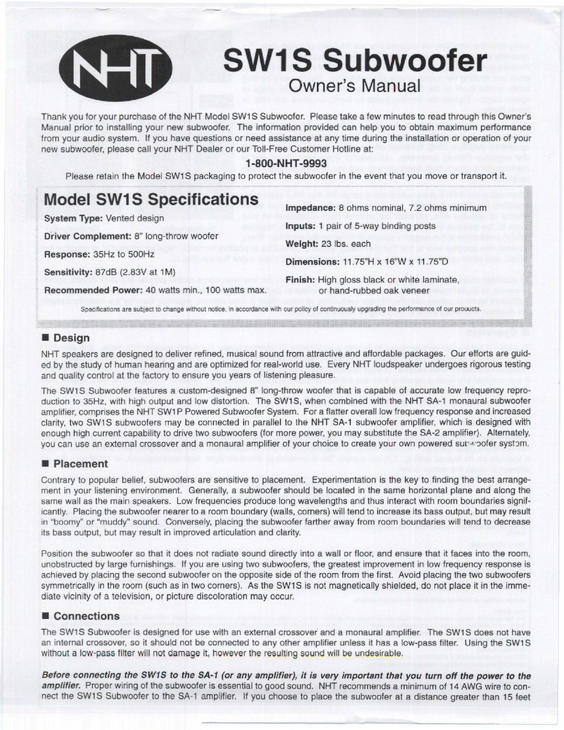 NHT SW-1S User manual