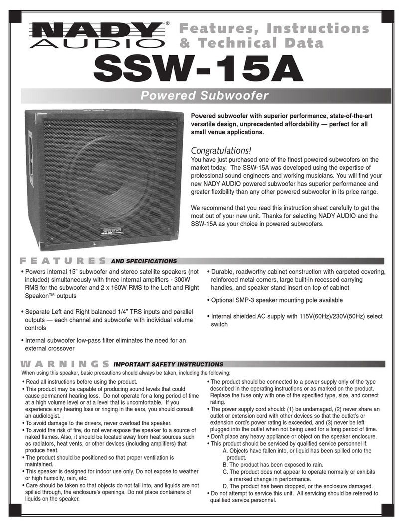 Nady Audio SSW-15A Features, instructions & technical data Nady Audio SSW-15A Features, instructions & technical data