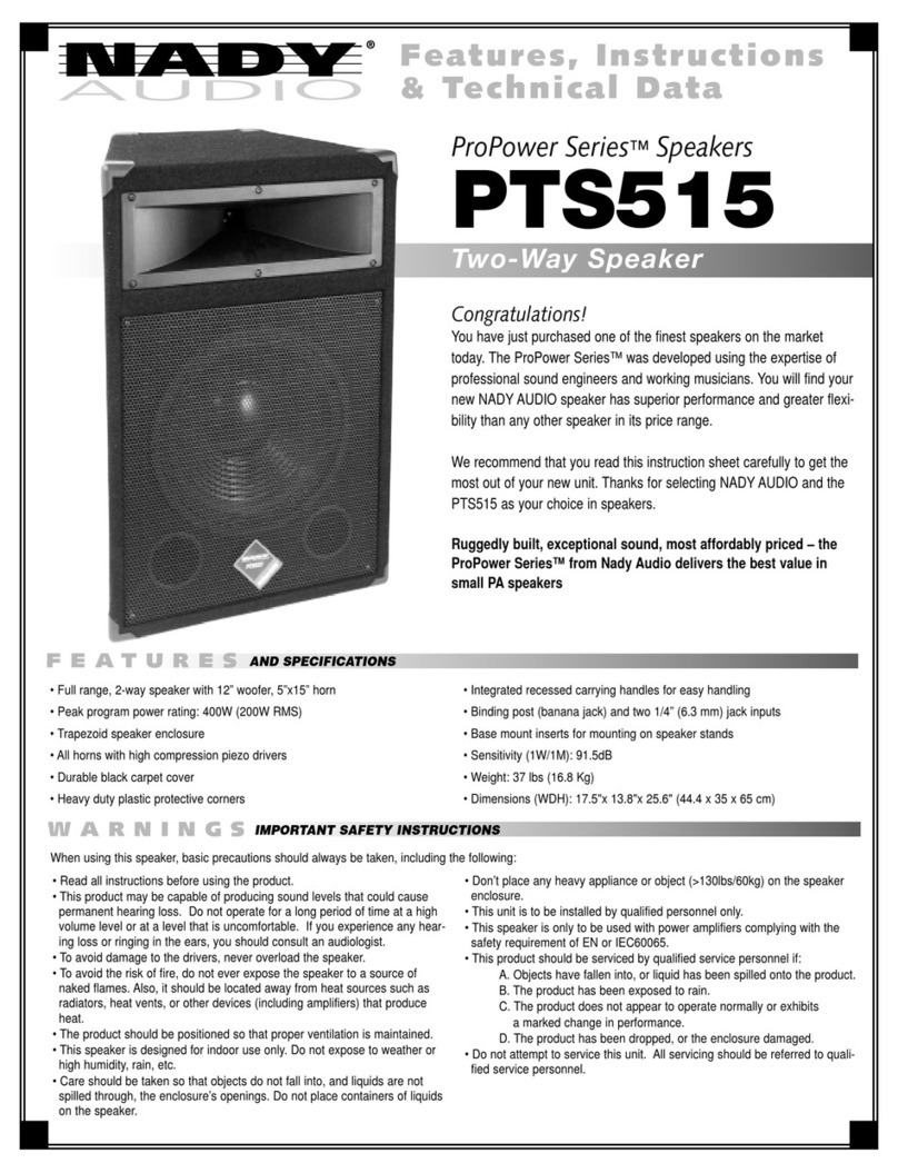 Nady Audio ProPower PTS515 Features, instructions & technical data Nady Audio ProPower PTS515 Features, instructions & technical data
