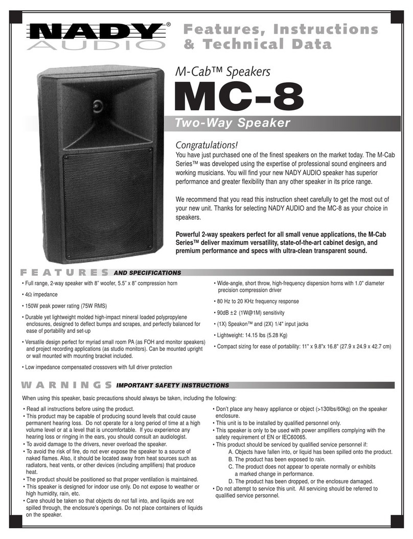 Nady Audio M-Cab MC-8 Features, instructions & technical data