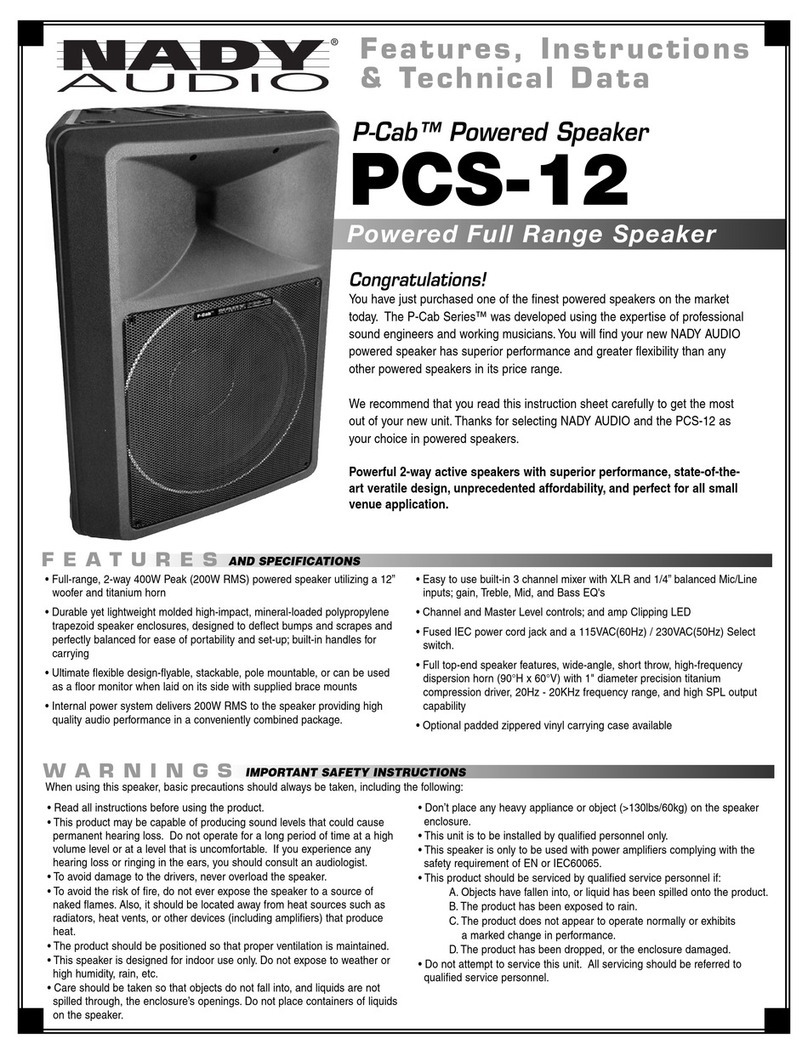Nady Audio P-Cab PCS-12 Features, instructions & technical data Nady Audio P-Cab PCS-12 Features, instructions & technical data