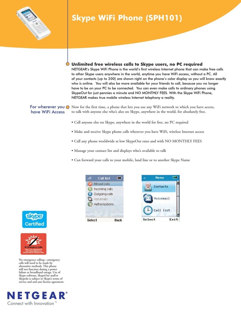 NETGEAR SPH101 - Skype WiFi Phone Wireless VoIP Specifications