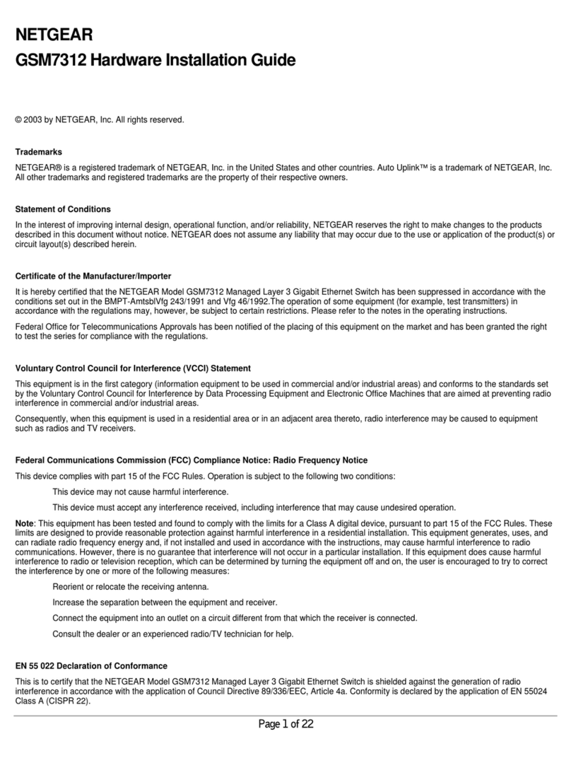 NETGEAR GSM7312 - ProSafe Layer 3 Managed Gigabit... Hardware installation guide