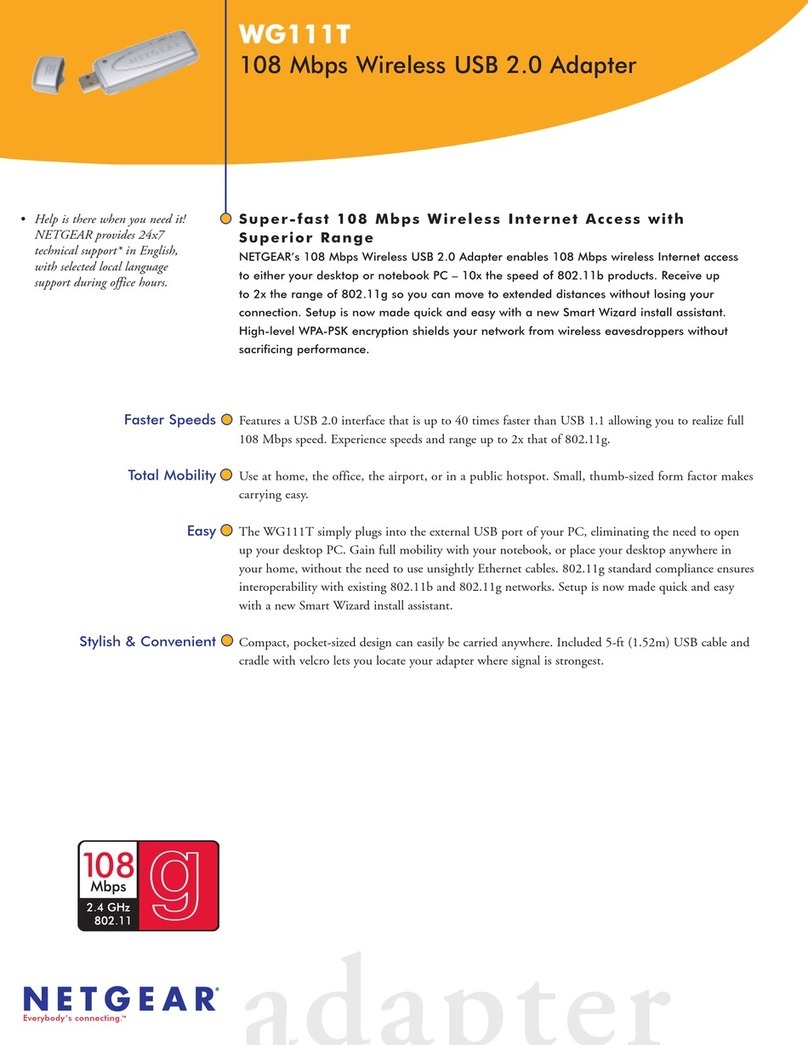 NETGEAR WG111T - 108 Mbps Wireless USB 2.0 Adapter Specifications