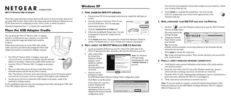 NETGEAR WG111T - 108 Mbps Wireless USB 2.0 Adapter User manual NETGEAR WG111T - 108 Mbps Wireless USB 2.0 Adapter User manual