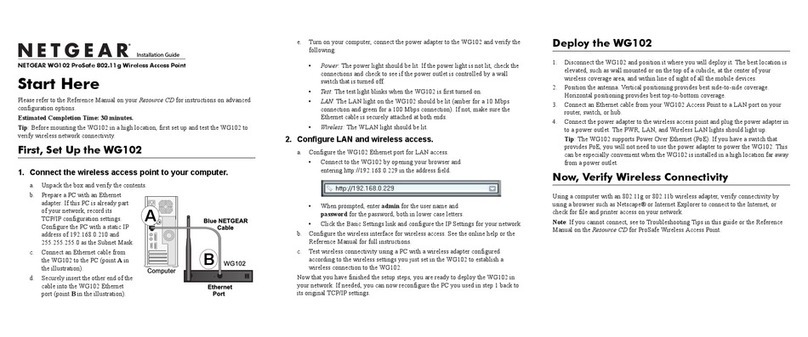 NETGEAR WG102 - ProSafe Wireless Access Point User manual