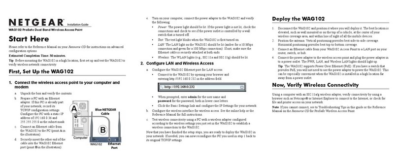 NETGEAR WAG102 - ProSafe Dual Band Wireless Access... User manual