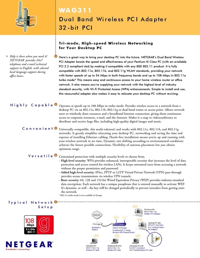 NETGEAR WAG311 - Dual Band Wireless PCI Adapter User manual
