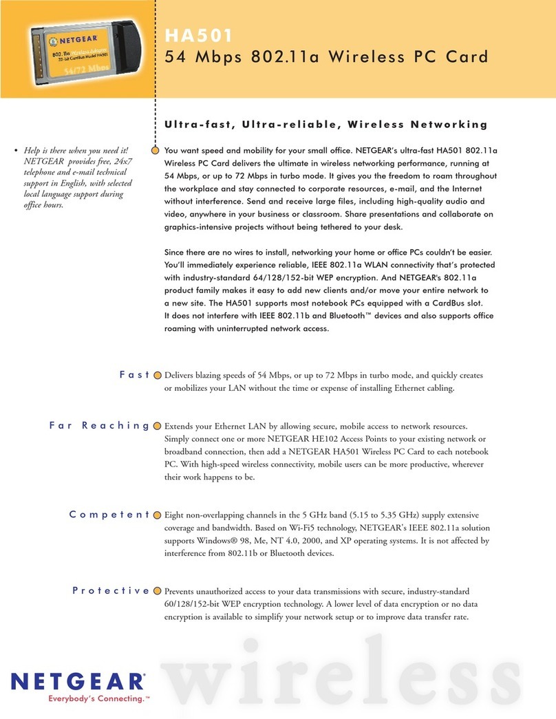 NETGEAR HA501 - 802.11a Wireless 32-Bit Card Bus... User manual