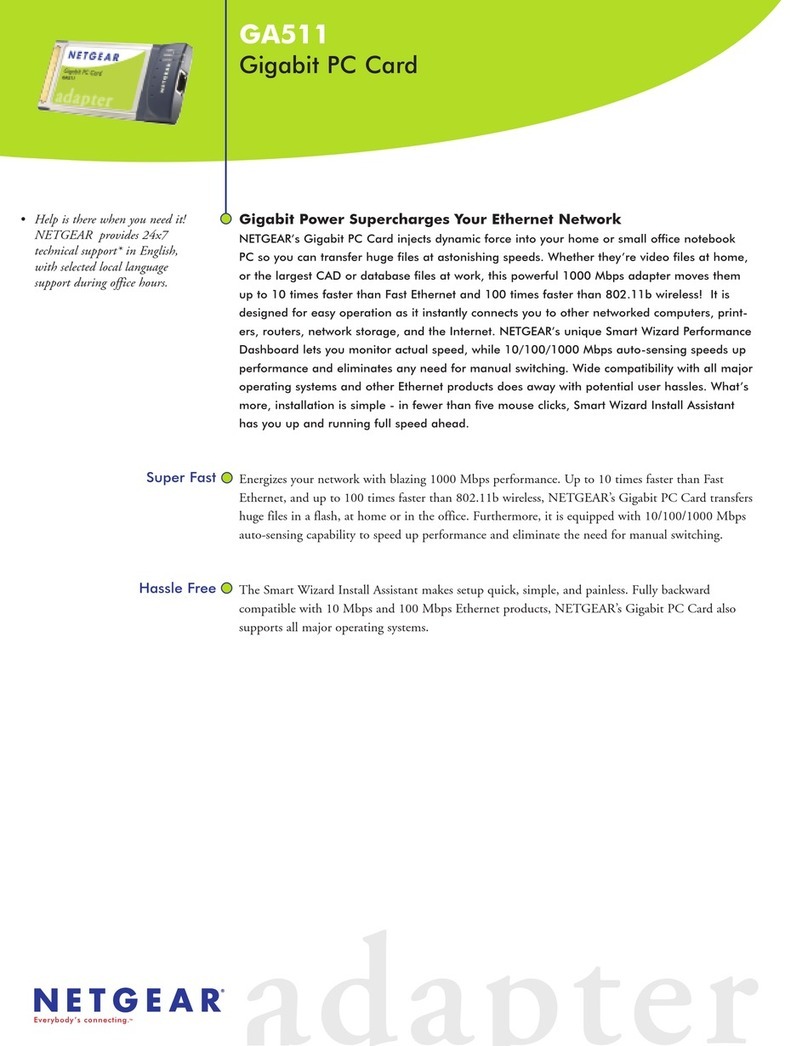 NETGEAR GA511 - Gigabit Ethernet PC Card User manual
