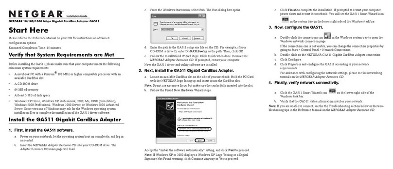 NETGEAR GA511 - Gigabit Ethernet PC Card User manual