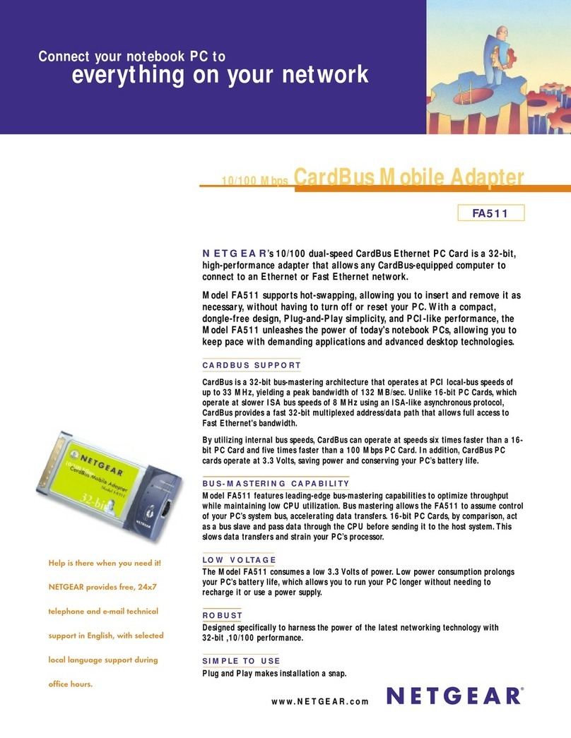NETGEAR FA511 - 32-bit CardBus PC Card Mobile User manual