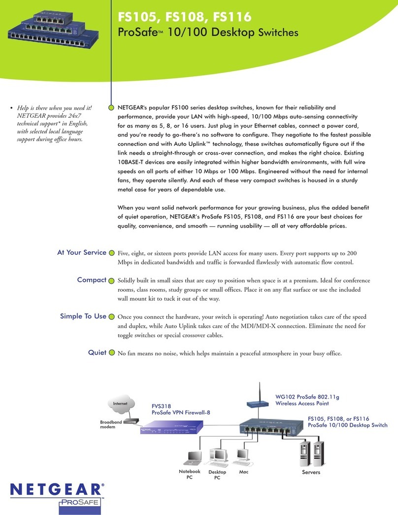NETGEAR FS108 - ProSafe 10/100 Desktop Switch Specifications