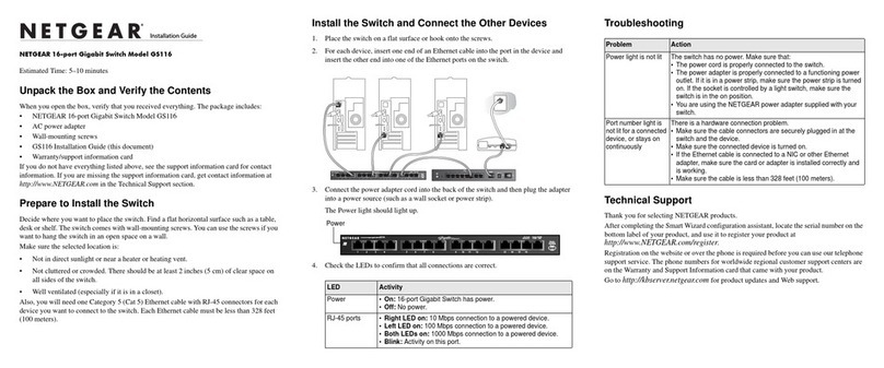 NETGEAR ProSafe GS116 installation guide