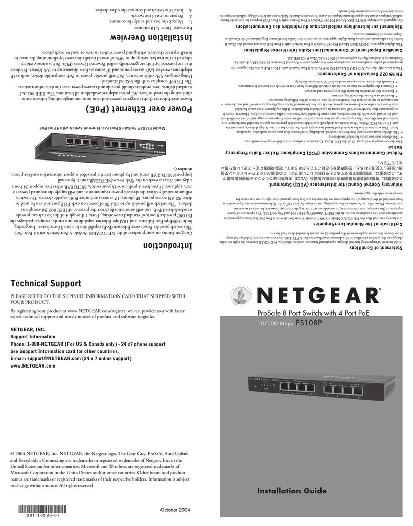 NETGEAR FS108P - ProSafe Switch User manual NETGEAR FS108P - ProSafe Switch User manual