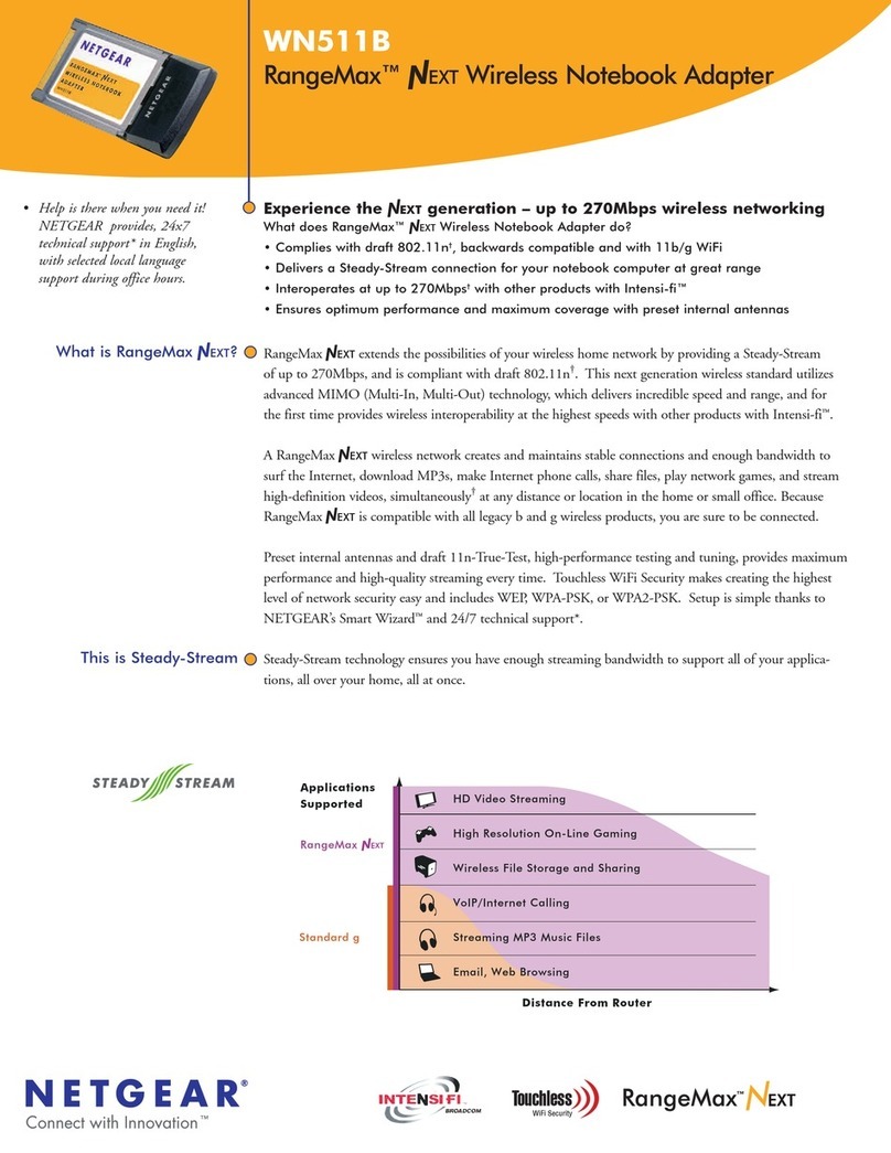 NETGEAR WN511B - Next Wireless Pc Card User manual