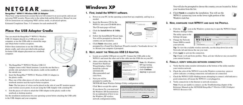 NETGEAR WPN111 - RangeMax Wireless USB 2.0 Adapter User manual NETGEAR WPN111 - RangeMax Wireless USB 2.0 Adapter User manual