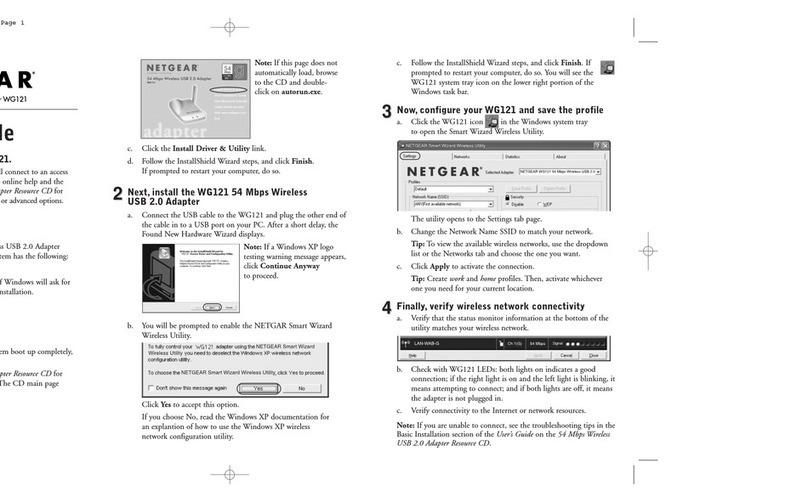 NETGEAR WG121 - 54 Mbps Wireless USB 2.0 Adapter User manual NETGEAR WG121 - 54 Mbps Wireless USB 2.0 Adapter User manual