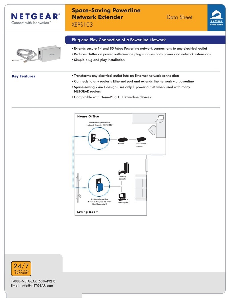 NETGEAR XEPS103 - Space Saving Powerline Network Extender... User manual