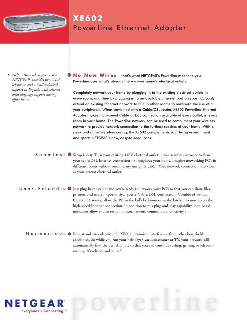 NETGEAR XE602 - Powerline Ethernet Adapter User manual