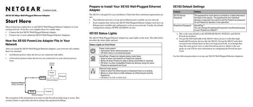 NETGEAR 85 Mbps Wall-Plugged Ethernet Adapter XE103 installation guide