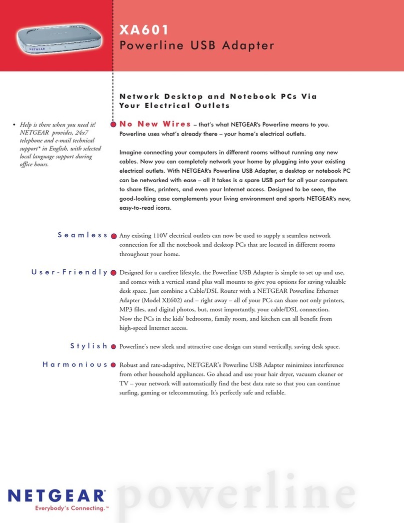 NETGEAR XA601 - Powerline USB Adapter User manual