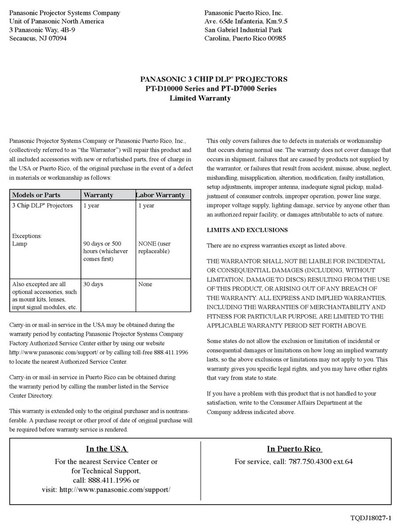 Panasonic PT-D10000 Series Use and maintenance manual