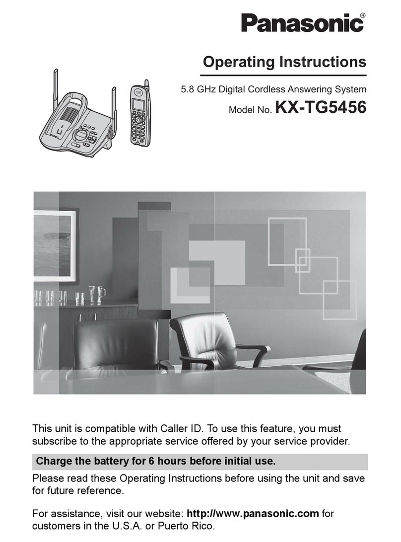 Panasonic KXTG5456S - Refurb 5.8GHz Cordless Phone,1.4" Color LCD,Digital Answering... operating instructions