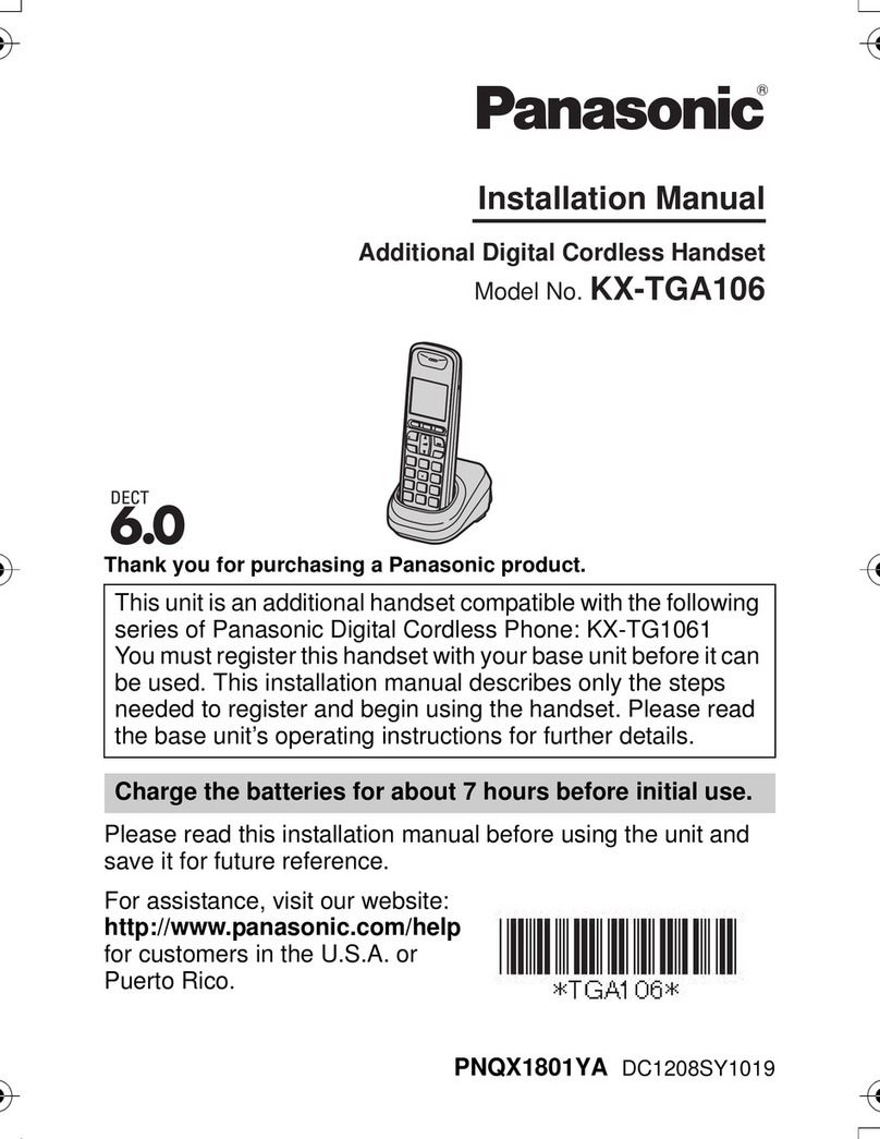 Panasonic KX-TGA106M - Cordless Extension Handset installation manual