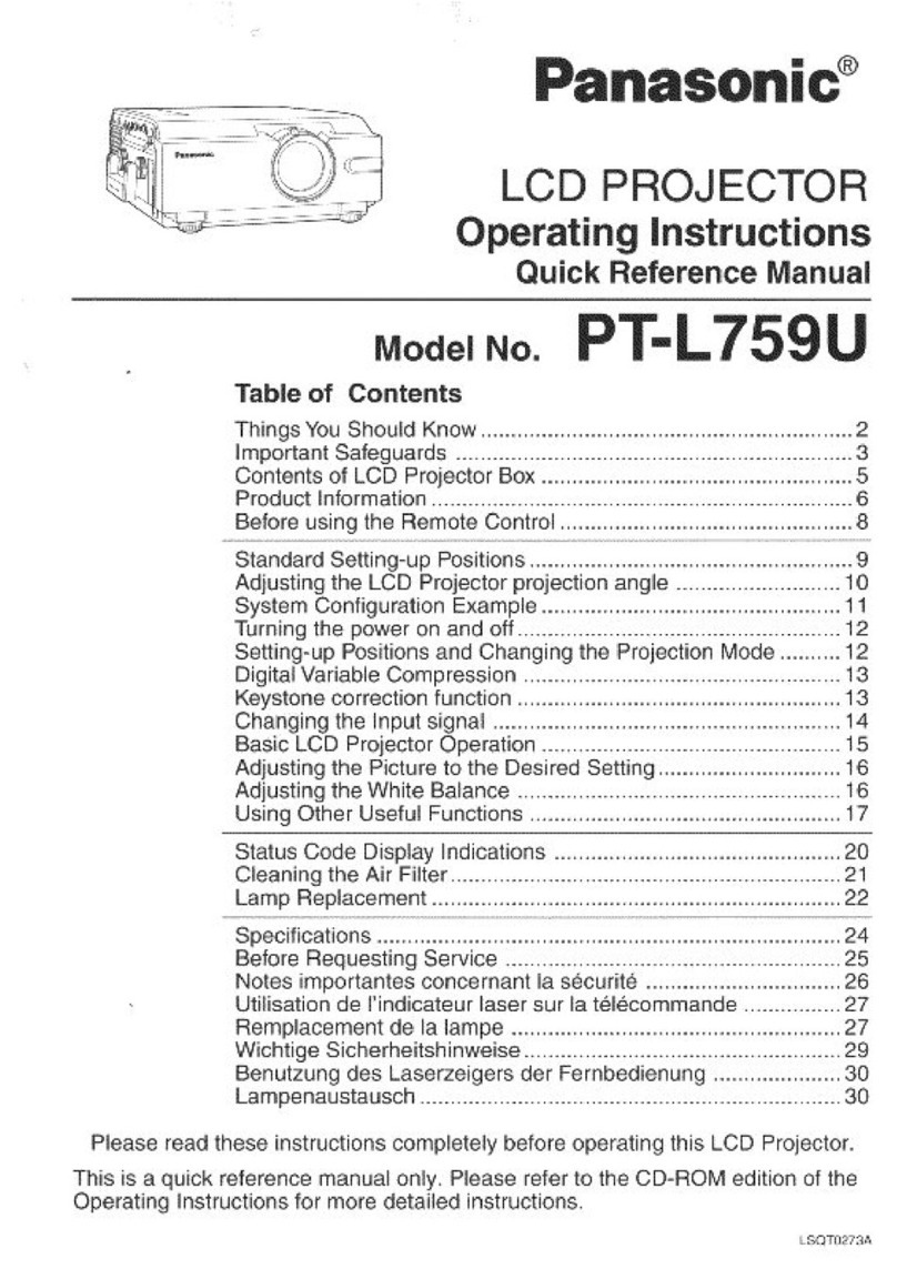 Panasonic PTL759U - LCD PROJECTOR User manual