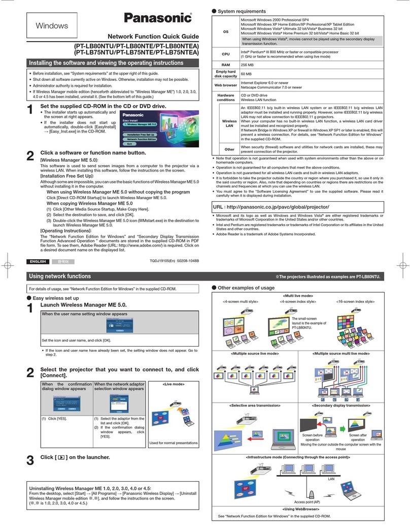 Panasonic PT-LB75NTE quick guide