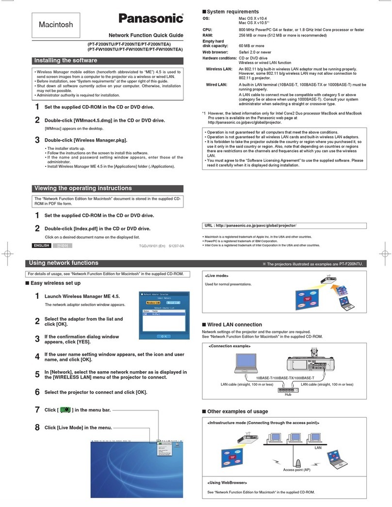 Panasonic PTF100NTU - LCD PROJECTOR User manual