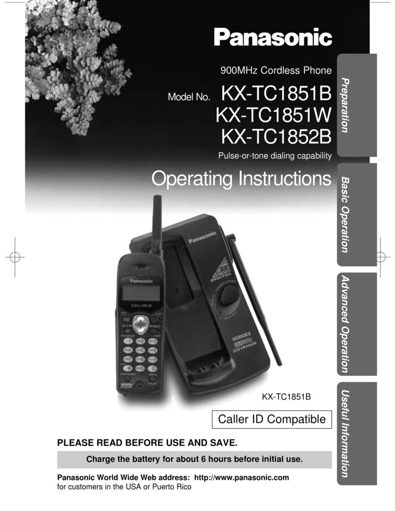 Panasonic KX-TC1851B - 900 MHz DSS Cordless Phone User manual