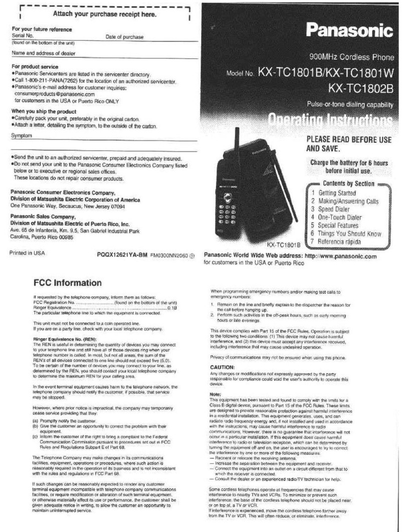 Panasonic KX-TC1801 User manual