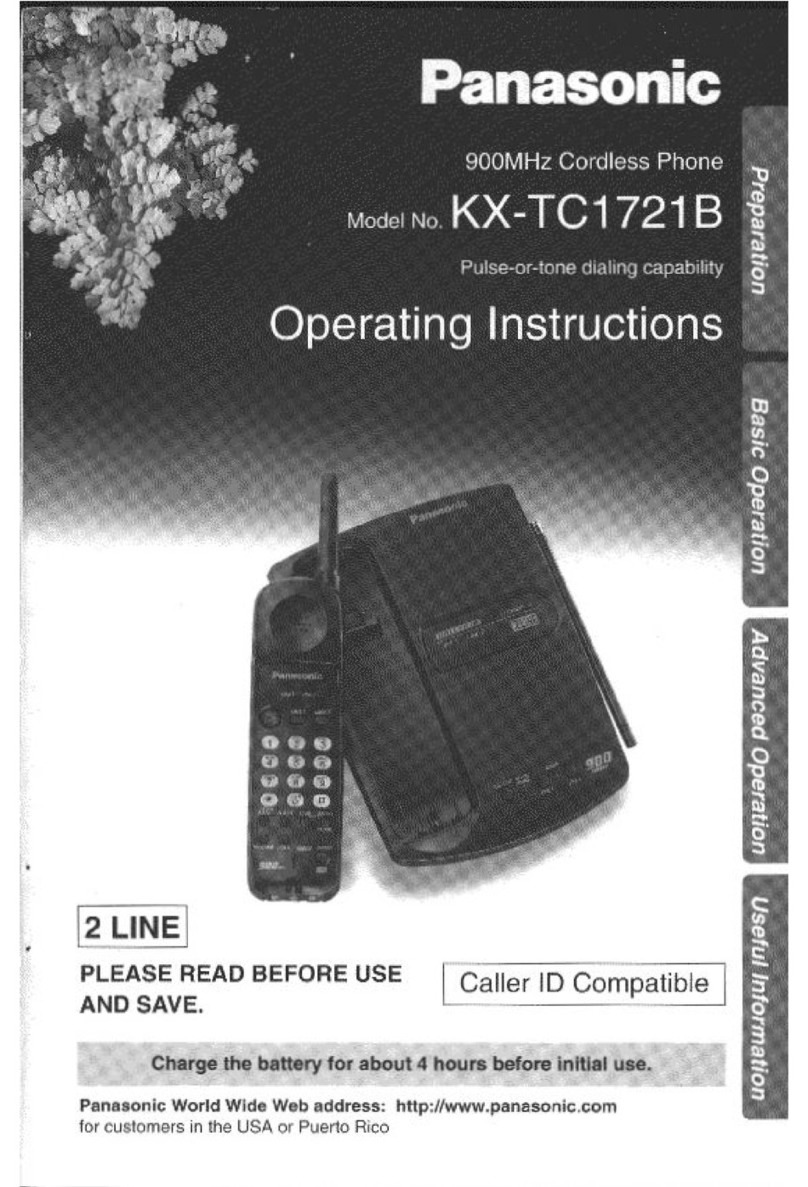 Panasonic KX-TC1721B - Specialized 2 Line 900 MHZ... User manual