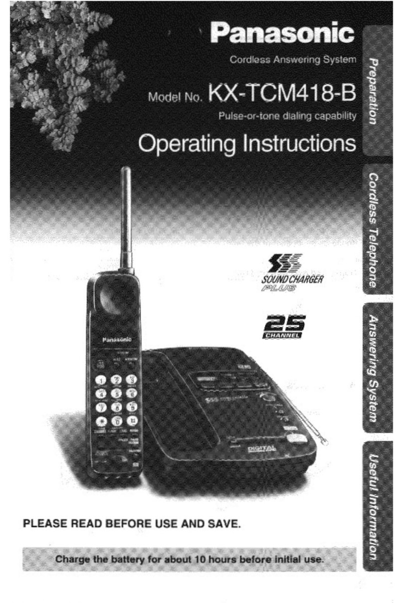 Panasonic KXTCM418B - CORDLES/ANS MAC/HYBR User manual