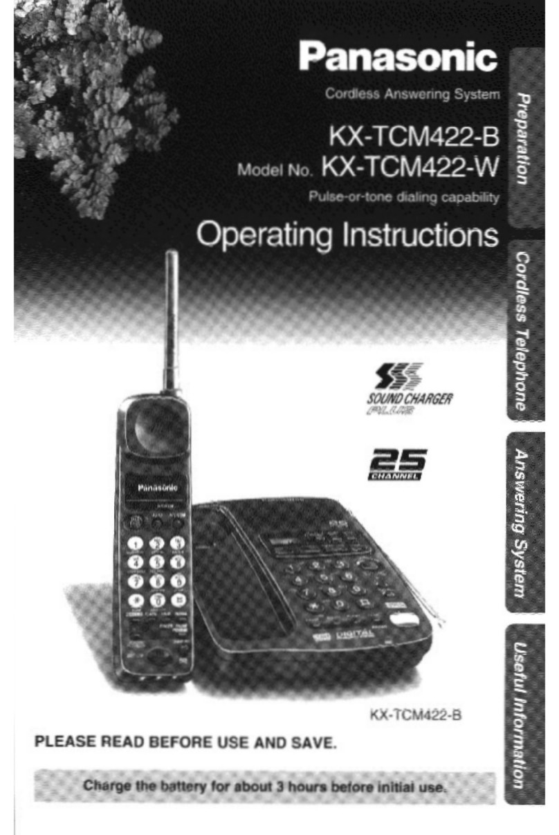 Panasonic KXTCM422B - CORDLES/ANS MAC/HYBR User manual