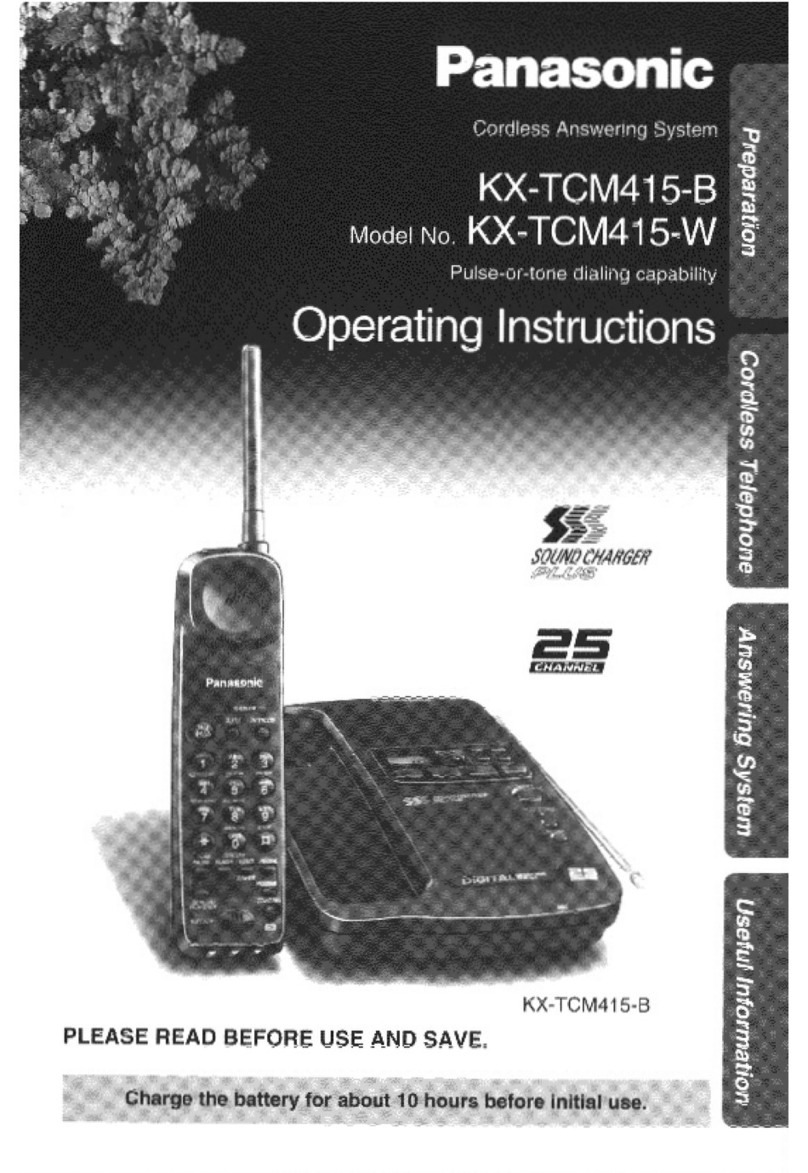 Panasonic KXTCM415B - CORDLES/ANS MAC/HYBR user guide