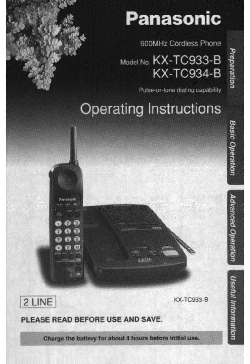 Panasonic KXTC933B - CORDLESS 900 ANALOG User manual
