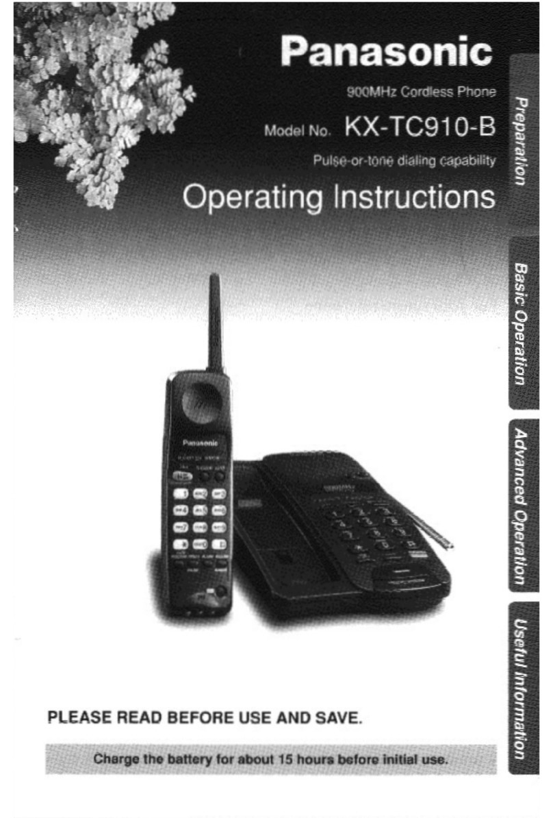 Panasonic KXTC910B - CORDLESS 900 ANALOG user guide