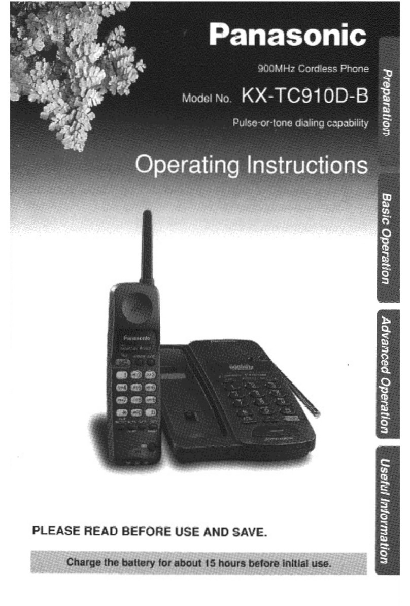 Panasonic KXTC910DB - CORDLESS 900 ANALOG User manual