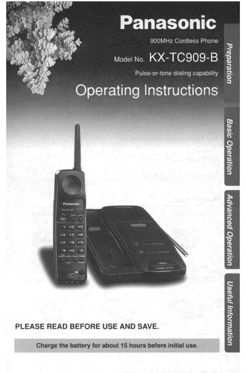Panasonic KXTC909B - CORDLESS 900 ANALOG User manual