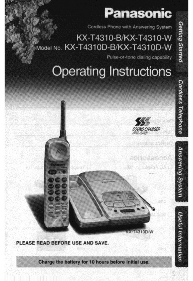 Panasonic KXT4310B - CORDLESS/ANS MAC/HYB User manual