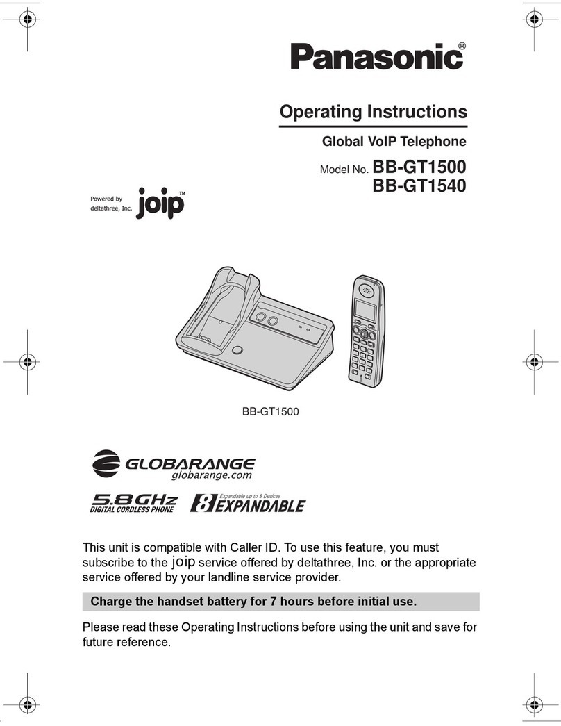 Panasonic BBGT1500 - GLOBARANGE CORDLESS PHONE User manual